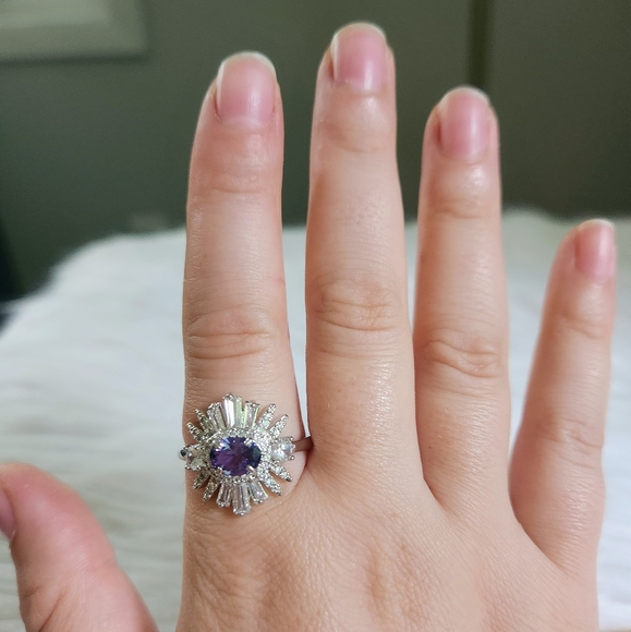 NWT Bomb Party 'Egyptian Love' Tanzanite Rhodium Plated Ring - Size 11 - Picture 8 of 10